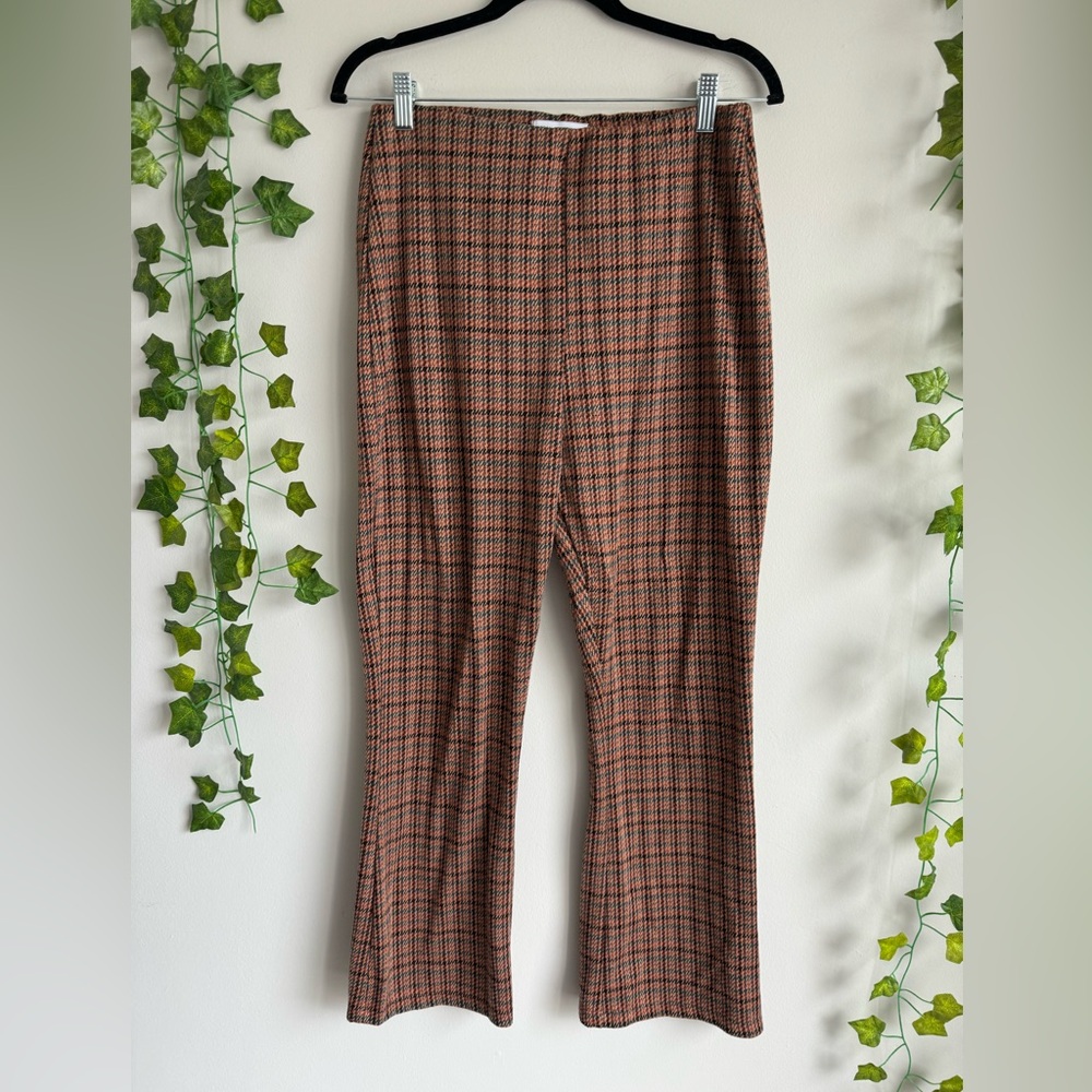 🌿 Urban Outfitters Plaid Herringbone High Waisted Flare Pants
